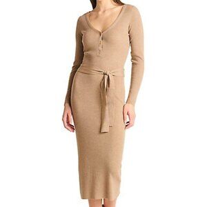 Dex Rib-Knit Midi Dress with Belt